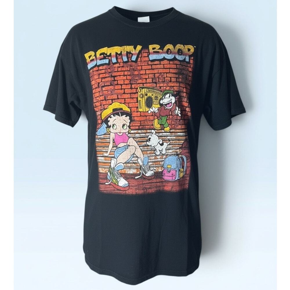 Betty Boop Graphic Women's T shirt Black M/L Short Sleeve